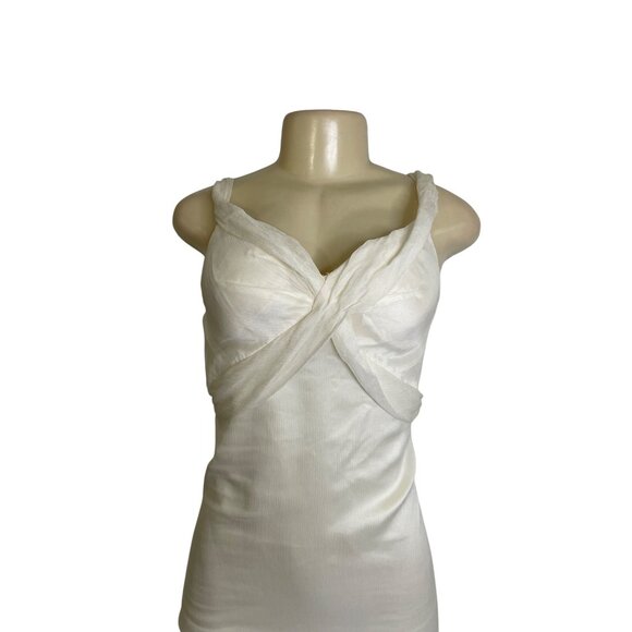 Winnie Couture Elegant White Sleeveless Draped Evening Gown With Train Sz 6 - Picture 5 of 9